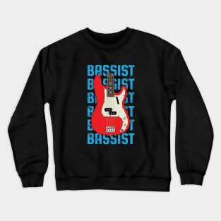 Bassist Repeated Text P-Style Bass Guitar Body Crewneck Sweatshirt